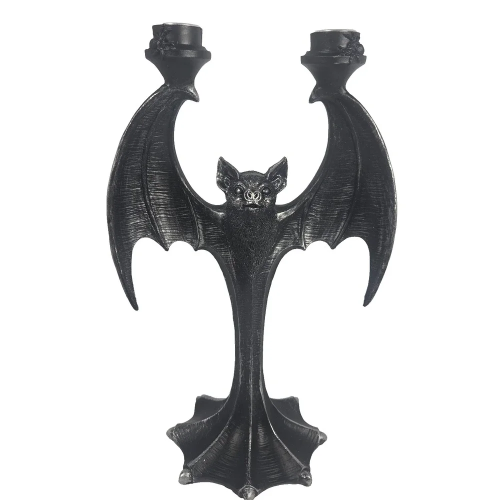 HallowHome Bat Candelabra Home Decor OS Black New Gothic Halloween Candle Holder